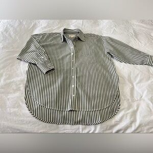NWOT | SZ Small | Anthropologie The Bennet Buttondown Shirt Green White Stripe